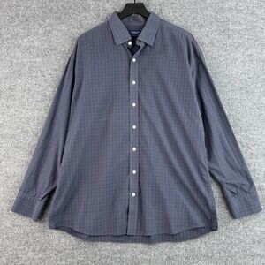 Proper Cloth Button Up Shirt Mens XXL Blue Gray Plaid Casual Cotton Long Sleeve
